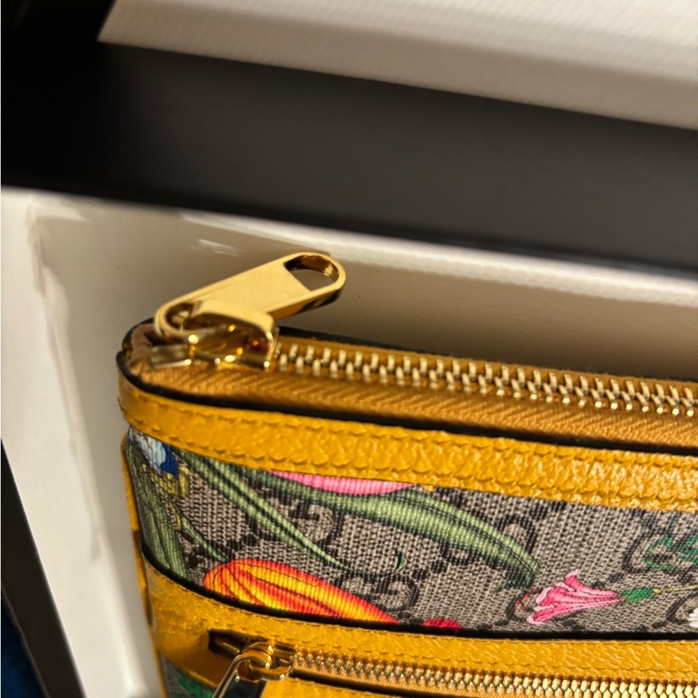 Gucci Ophidia Floral Gg Pouch In Brown Canvas And Leather - Picture 5 of 12
